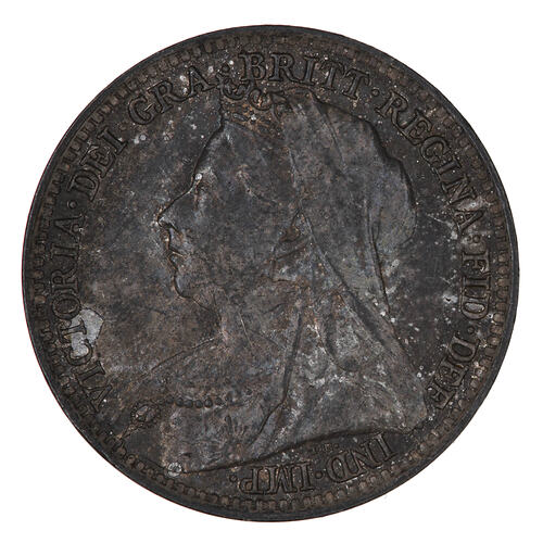 Coin - Threepence, Queen Victoria, Great Britain, 1896 (Obverse)