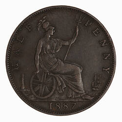 Coin - Halfpenny, Queen Victoria, Great Britain, 1887 (Reverse)