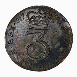 Coin - Threepence, George II, England, Great Britain, 1746 (Reverse)