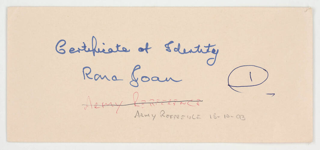 Document of Identity - Ronald and Joan Booth