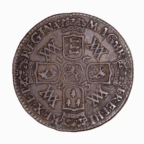 Coin - Sixpence, Great Britain, 1693 (Reverse)