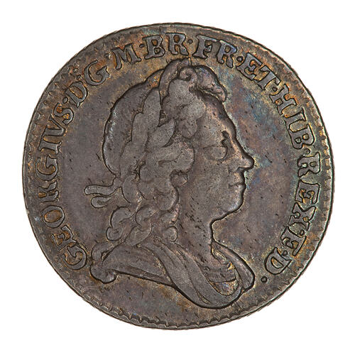 Coin - Sixpence, George I, Great Britain, 1723 (Obverse)