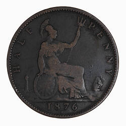 Coin - Halfpenny, Queen Victoria, Great Britain, 1876 (Reverse)