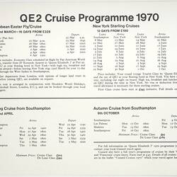 Brochure - Queen Elizabeth 2, Cunard Line