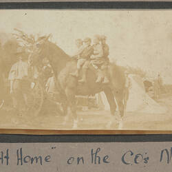 Photograph - 'At Home on the CO's Nag', France, Sergeant John Lord, World War I, 1916-1917