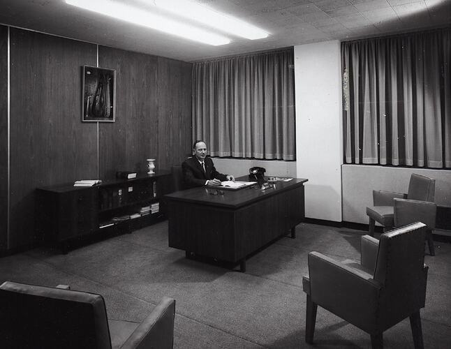 Photograph - Kodak Australasia Pty Ltd, Interior View of Office from Building 8, Head Office & Sales & Marketing at the Kodak Factory, Coburg, 1965