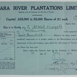 Scrip - Domara River Plantations, Domara, Papua New Guinea, 1915