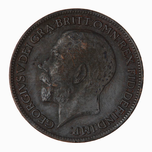 Coin - Farthing, George V, Great Britain, 1914 (Obverse)