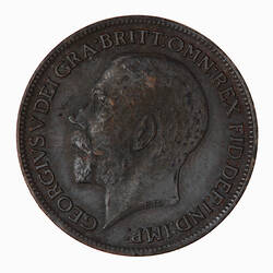 Coin - Farthing, George V, Great Britain, 1914 (Obverse)