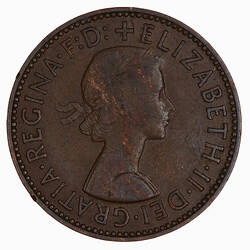 Coin - Halfpenny, Elizabeth II, Great Britain, 1958 (Obverse)