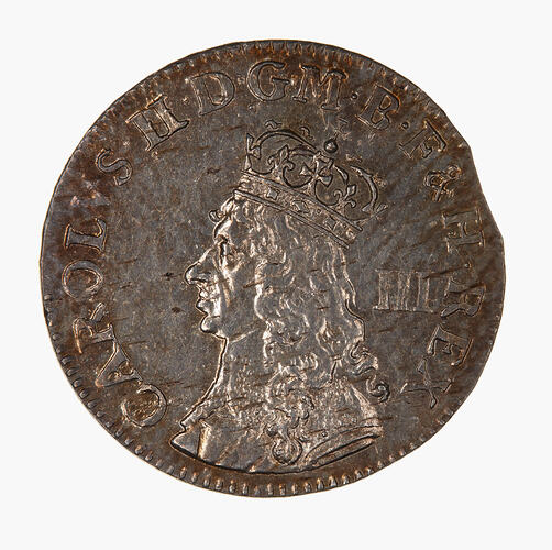Coin - Threepence, Charles II, Great Britain, 1660-1669 (Obverse)