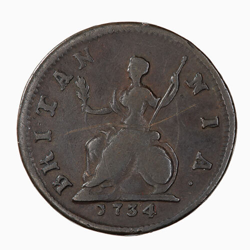 Coin - Farthing, George II, Great Britain, 1734 (Reverse)