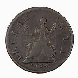 Coin - Farthing, George II, Great Britain, 1734 (Reverse)