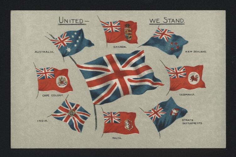 Postcard with british flags.