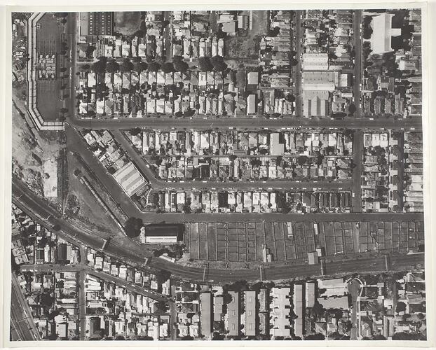 Aerial View of Newmarket Saleyards, Newmarket, pre 1987