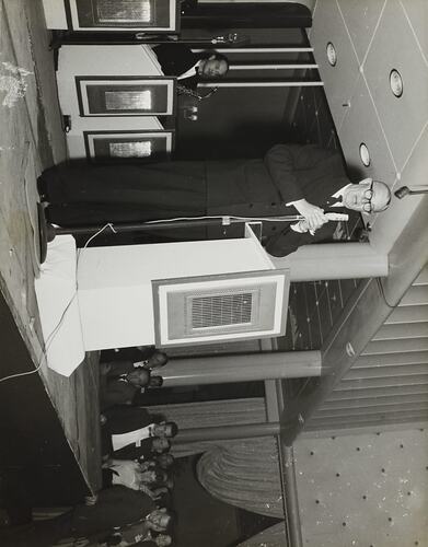 Photograph - Massey Harris Ferguson, Presenter at the 'Show of Progress' Dealers Event, Melbourne, Victoria, 1956