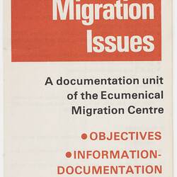 A leaflet outlining clearing house on migration issues.