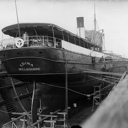 Glass Negative - Stern of SS Edina in Duke & Orr's Dry Dock, South Melbourne, Victoria, May 1898
