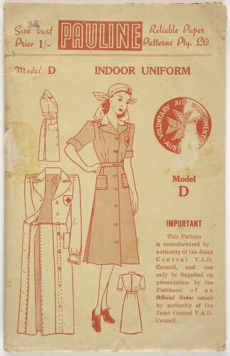 Dress Pattern - Indoor Uniform, Voluntary Aid Detachment, World War II