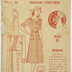 Sewing Pattern - Pauline Model D, Indoor Uniform, Voluntary Aid Detachment, World War II, 1940-1942