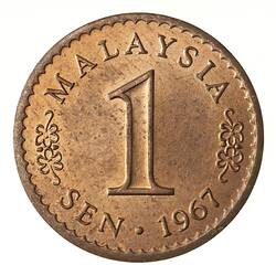 Coin - 1 Cent, Malaysia, 1967