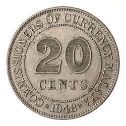 Coin - 20 Cents, Malaya, 1948