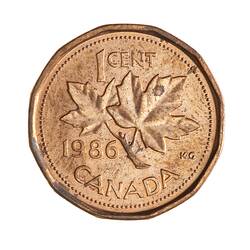 Coin - 1 Cent, Canada, 1986