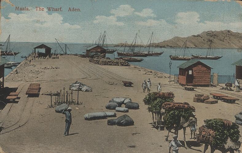 Postcard - 'The Wharf', Ma'alla, Aden, Yemen, World War I, 1914-1918