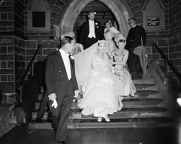 Negative - Wedding Party, St John's Church, Toorak, Victoria, 1958