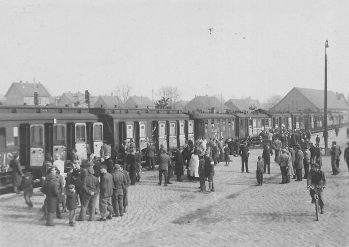 Digital Photograph - Polish Displaced Persons at Train Station, Salzgitter Region, Germany, 1945