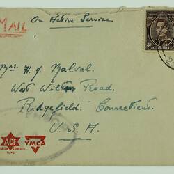 Letter & Envelope - John Crutchley, to Margaret Malval, Thank You, 24 Jan 1945