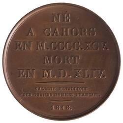 Medal - Clement Marot, France, 1818