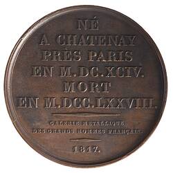 Medal - François-Marie Arouet (Voltaire), France, 1817