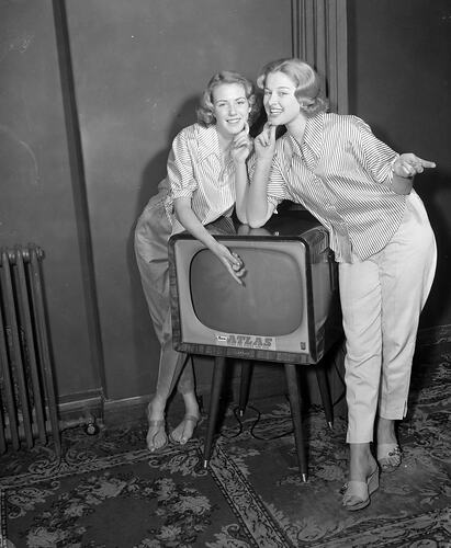 Two Women with a Television Set, Melbourne, Victoria, Sep 1957