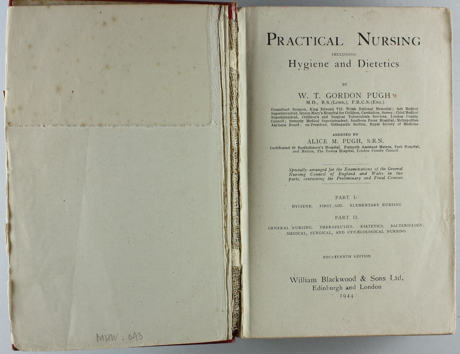 Book - 'Practical Nursing Including Hygiene & Dietetics', London, 1944