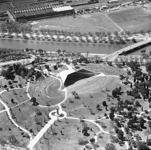 Negative - Aerial View of Sidney Myer Music Bowl, Melbourne, circa 1955-1960