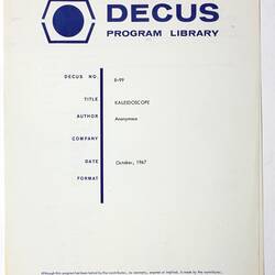 Program Library - DECUS, No. 8-99, 1967