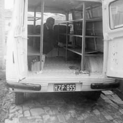 Digital Photograph - John Woods Fitting Out Van, Lalor, 1965