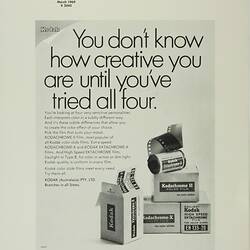 Scrapbook - Kodak Australasia Pty Ltd, Advertising Proofs, 'Amateur Products 3', Coburg, 1969-1972