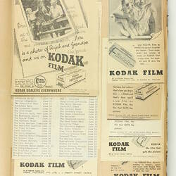 Scrapbook - Kodak Australasia Pty Ltd, Advertising Clippings, 'Daily Newspapers 1948 to June 1949', Sydney, 1948-1949