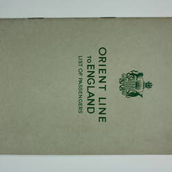 Passenger List - R.M.S. Orion, Australia-England, 1955-1956