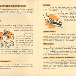 Open booklet with printed text and illustrations.