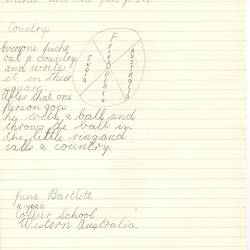 Document - June Bartlett, to Dorothy Howard, Descriptions of Ball Game 'Countries' & Rope Skipping Rhyme, 1955