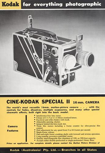 Printed page with text and photograph of camera.