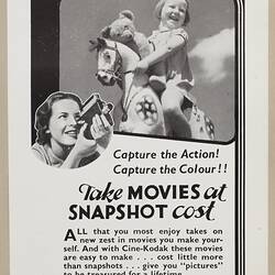 Leaflet - 'Cine-Kodak, Take Movies at Snapshot Cost', 1930s