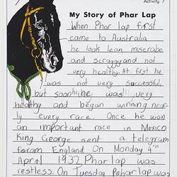Letter - My Story of Phar Lap, Taylor Campbell, 1999