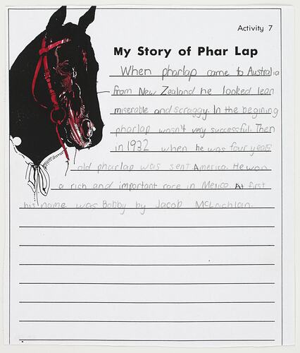 Letter - My Story of Phar Lap, Jacob McLachlan, 1999