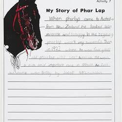Letter - My Story of Phar Lap, Jacob McLachlan, 1999