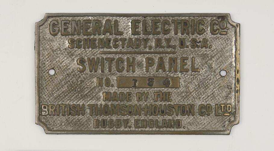 Locomotive Plate - General Electric Co.