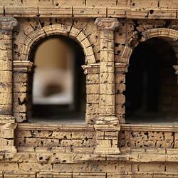 Model of Colosseum made of cork. Detail of external wall.